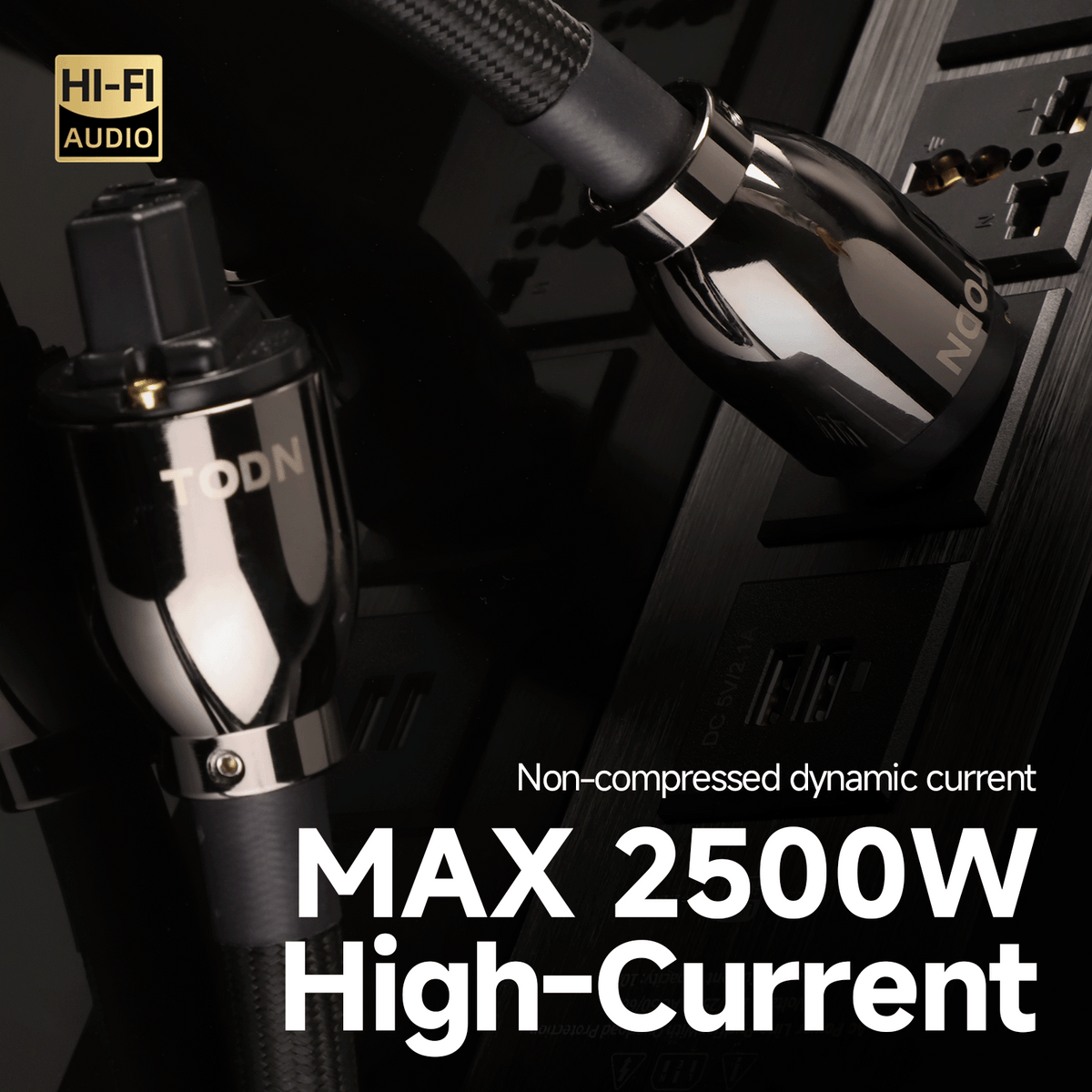 TODN HiFi Audio Power Cable for Audiophile with 7 AWG O-C-C Cores, 24K Gold Plated 3 Prong Power Cord Plug/IEC C15, Φ17.5mm