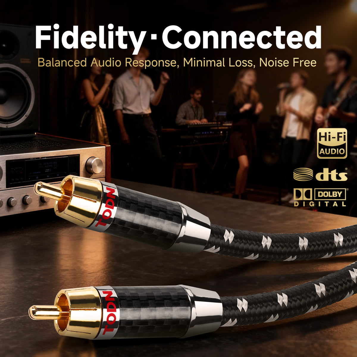 TODN Audiophile Digital Coaxial Audio Cable RCA to RCA Male Subwoofer Cable 75-Ohm SPDIF Coax with OCC-Core Dual Shielded for HiFi Systems