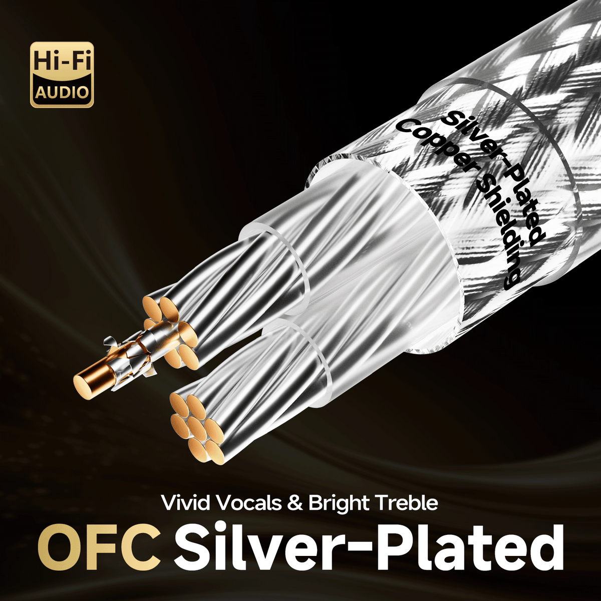 TODN High-End Silver-Plated OFC Phono Cable with Ground Turntable Cable