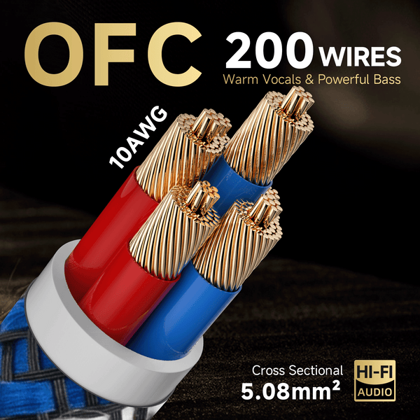 TODN HiFi Speaker Cable with Banana Plugs for Audiophile with OFC, 24K Gold-Plated Banana to Banana Plug