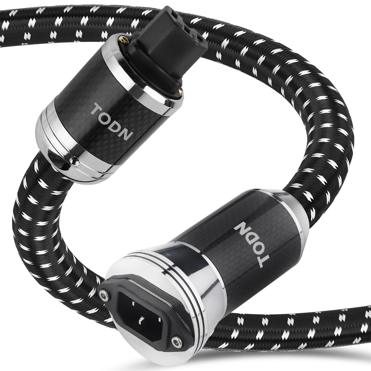 TODN Power EMI Filter Cable with Dual Shielded for Clean up Power, Noise Reduction - Silver-Plated OFC, Rhodium-Plated Plug IEC C14 to C15, 17.5mm, 1.15ft/0.35m