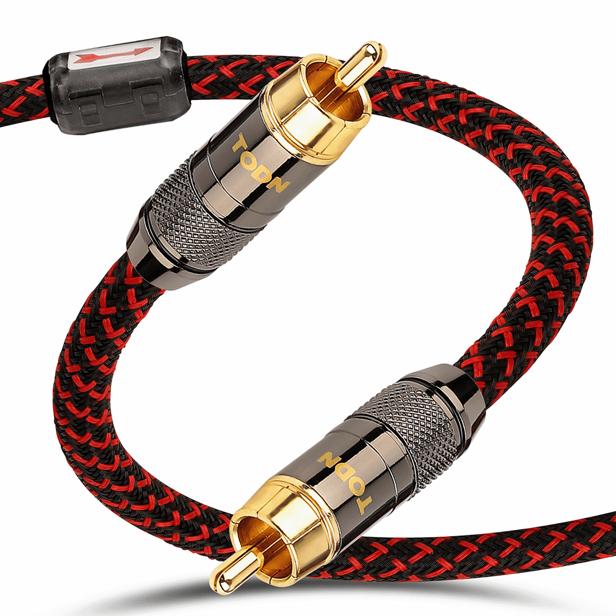 TODN HiFi Digital Coaxial Audio Cable for Audiophile 75 Ohm SPDIF Coax with OFC Core, Dual Shielded, 24K Gold-Plated Plug