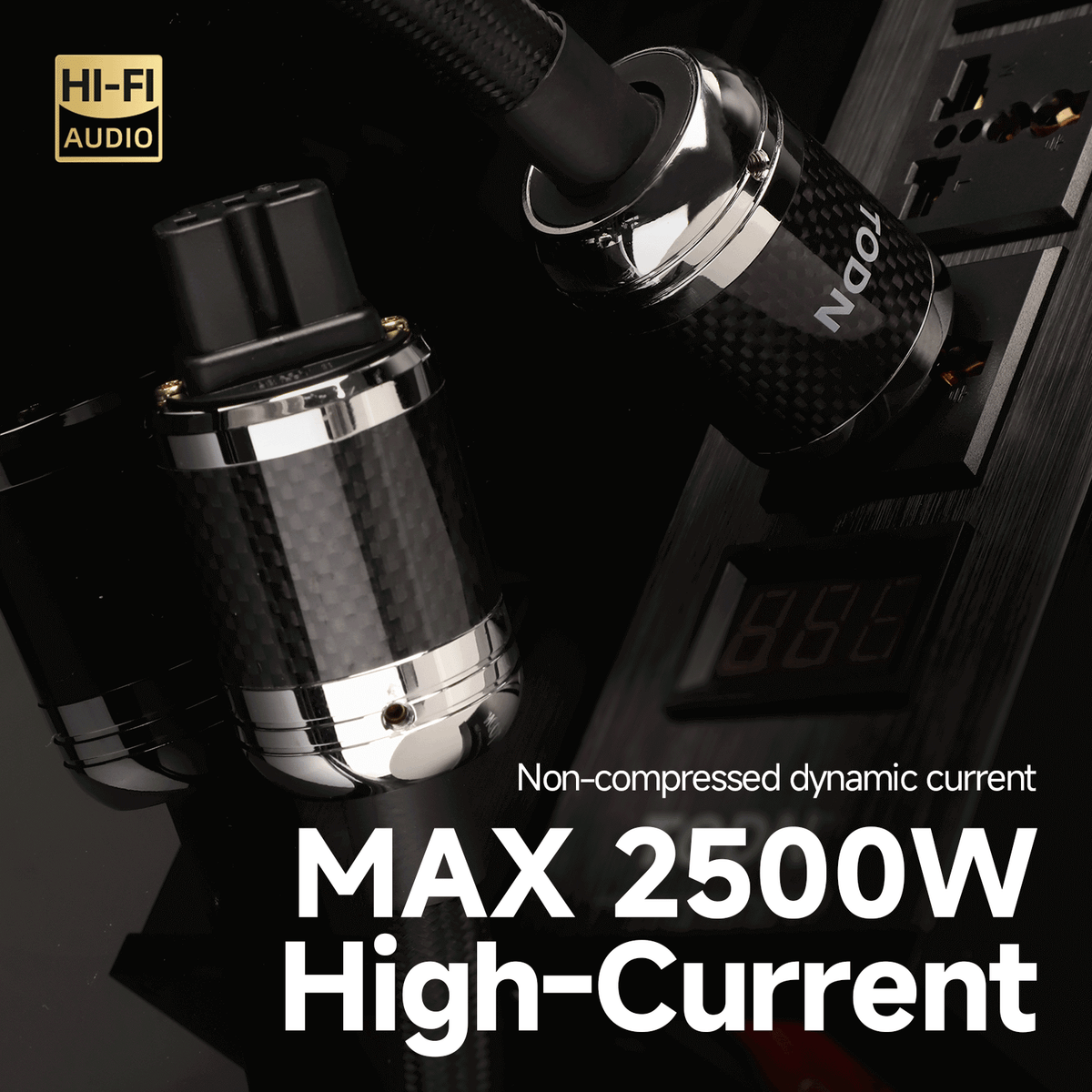 TODN HiFi Audio Power Cable for Audiophile with 7 AWG Silver-Plated OFC, Platinum-Plated 3 Prong Power Cord Plug/IEC C15, Φ17.5mm