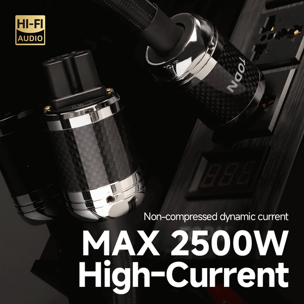 TODN HiFi Audio Power Cable for Audiophile with 7 AWG Silver-Plated OFC, Platinum-Plated 3 Prong Power Cord Plug/IEC C15, Φ17.5mm
