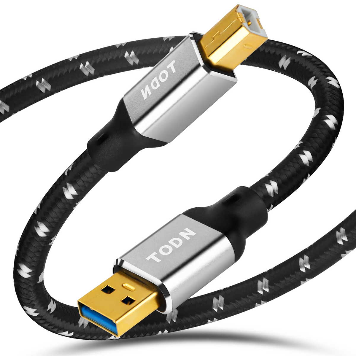 TODN Printer Cable USB A to USB B with OFC Core, HiFi USB 2.0 DAC Cable Audiophile for Sound Card/Piano/Amps