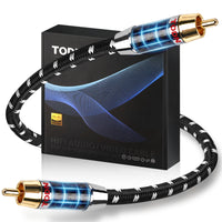 TODN Audiophile Digital Coaxial Audio Cable RCA to RCA Male Subwoofer Cable 75-Ohm SPDIF Coax with OCC-Core Dual Shielded for HiFi Systems