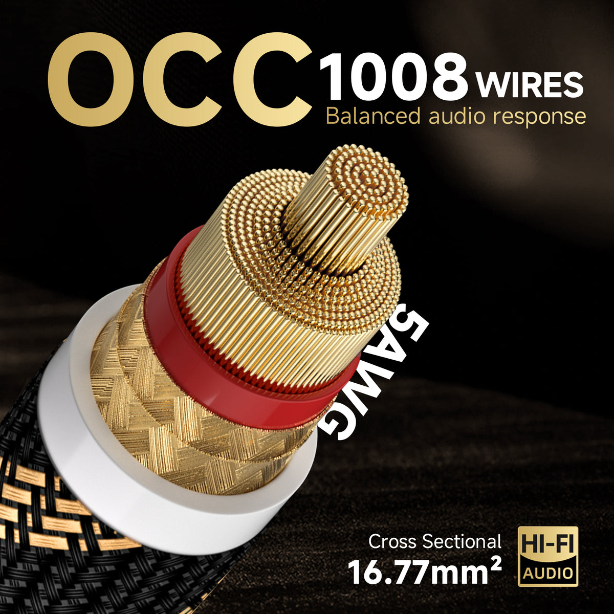 TODN HiFi Speaker Cable with Banana Plugs and Spade Plugs for Audiophile, 5 AWG OCC-Core, Dual Shielded Banana Plug Audio Cables