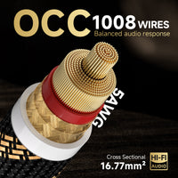 TODN HiFi Speaker Cable with Banana Plugs and Spade Plugs for Audiophile, 5 AWG OCC-Core, Dual Shielded Banana Plug Audio Cables