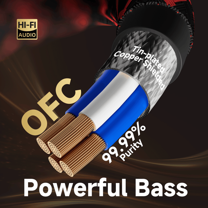 TODN RCA Cables for Audiophile 3ft HiFi Stereo Shielded RCA to RCA Audio Cable for Car, Subwoofer, 4-Core OFC, 5μ Gold Plated Plug (1 Pair)