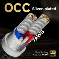 TODN HiFi Speaker Cable with Banana Plug and Spade Plug for Audiophile 7 AWG Silver-Plated O-C-C, Tri-Shielded