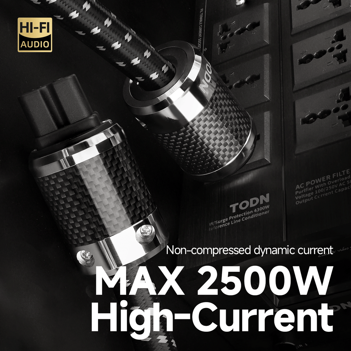 TODN HiFi Audio Power Cable for Audiophile with 7 AWG Silver-Plated OFC, Platinum-Plated 3 Prong Power Cord Plug/IEC C15, Φ17.5mm