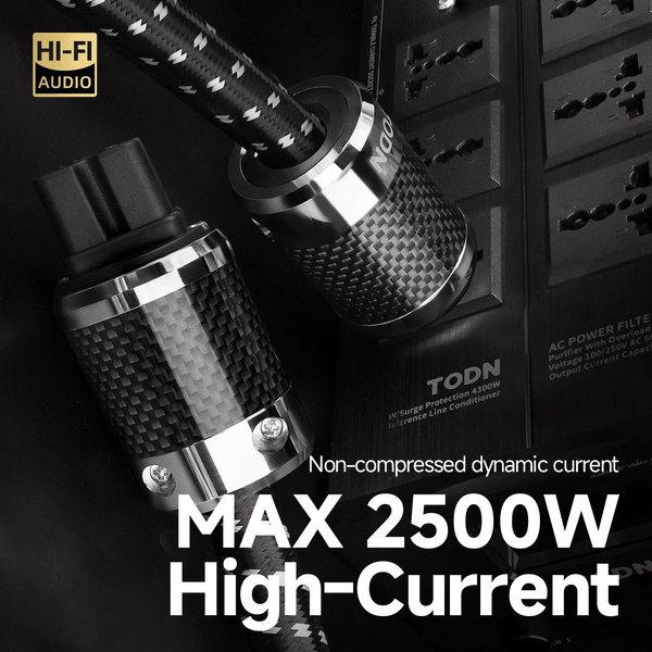 TODN HiFi Audio Power Cable for Audiophile with 7 AWG Silver-Plated OFC, Platinum-Plated 3 Prong Power Cord Plug/IEC C15, Φ17.5mm