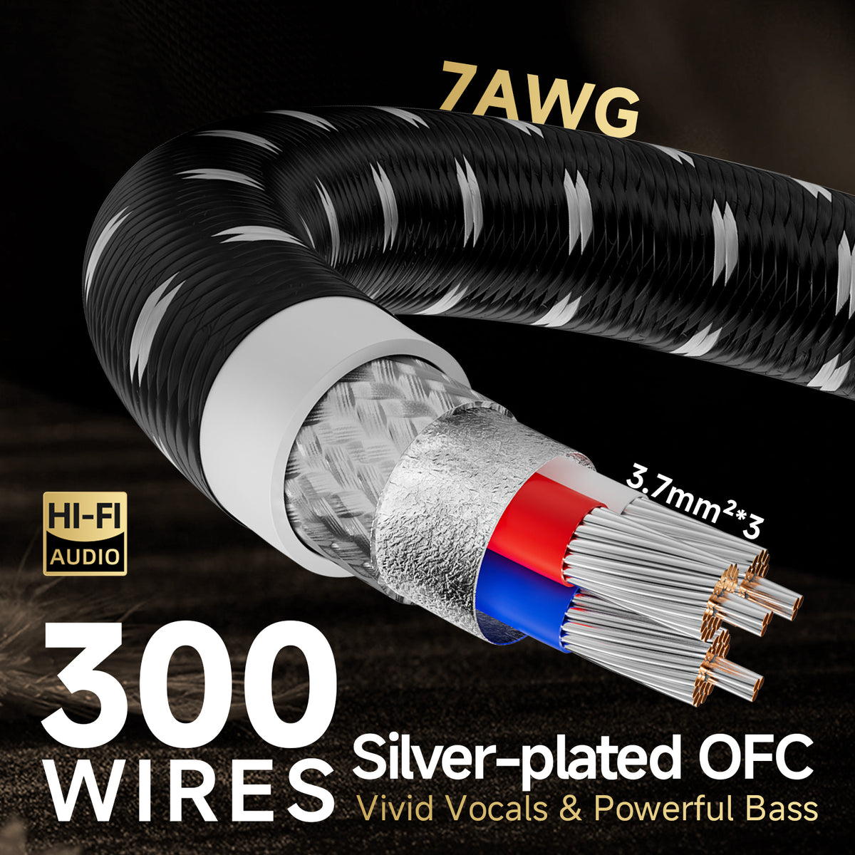 TODN Power EMI Filter Cable with Dual Shielded for Clean up Power, Noise Reduction - Silver-Plated OFC, Rhodium-Plated Plug IEC C14 to C15, 17.5mm, 1.15ft/0.35m