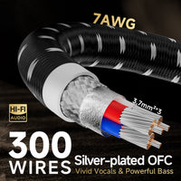 TODN Power EMI Filter Cable with Dual Shielded for Clean up Power, Noise Reduction - Silver-Plated OFC, Rhodium-Plated Plug IEC C14 to C15, 17.5mm, 1.15ft/0.35m