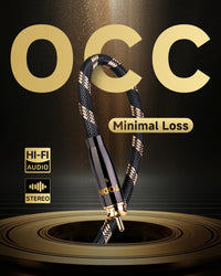 TODN HiFi Digital Coaxial Audio Cable for Audiophile 75-Ohm SPDIF Coax with O-C-C Core, Dual Shielded, 24K Gold-Plated Plug