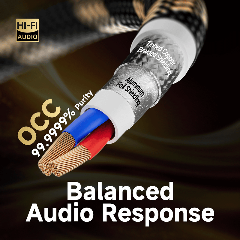 TODN Audiophile RCA Cables HiFi RCA Audio Cable with O-C-C Core, Dual Shielded for Home Stereo System (1 Pair)