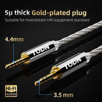 TODN Graphene-Enhanced 8-Core Silver-Plated 6N OCC IEM Cable, 192-Strand Litz Braided Audiophile Replacement Cable, 4.4mm Balanced to 0.78mm 2-Pin for In-Ear Monitors