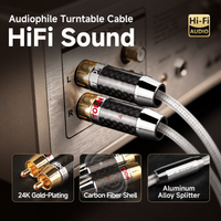 TODN High-End Silver-Plated OFC Phono Cable with Ground Turntable Cable