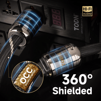 TODN Audiophile Audio Power Cable 7 AWG OFC+OCC Cores HiFi Power Cord with Carbon Fiber Shell, 24K Gold Plated US Plug, Φ17.5mm