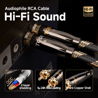 TODN Audiophile RCA Cables HiFi RCA Audio Cable with O-C-C Core, Dual Shielded for Home Stereo System (1 Pair)
