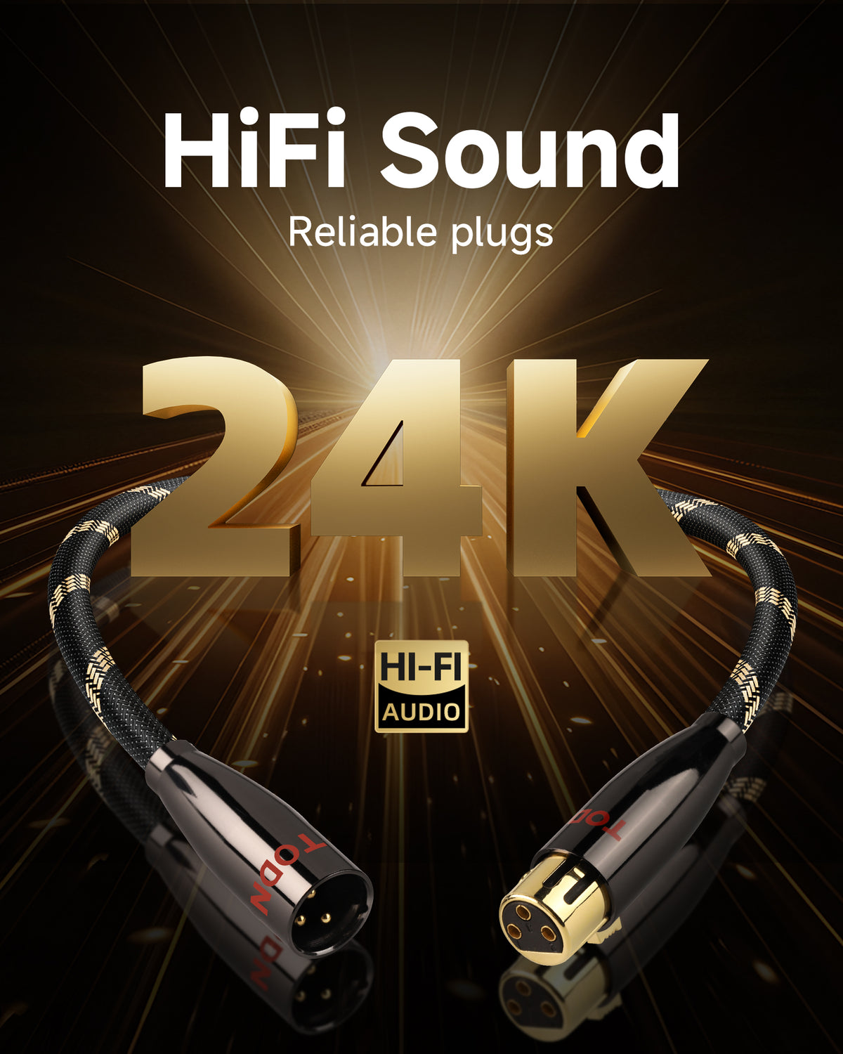 TODN A Pair Balanced XLR Cable for Audiophile, Professional XLR Mic Stereo Audio Cable with O-C-C Core, Dual Shielded for Live Sound/Studio