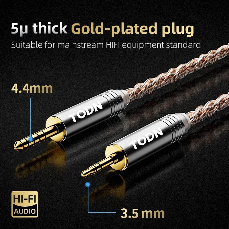 TODN 8-Core Silver-Plated 6N OCC IEM Cable, 224-Strand Litz Braided Audiophile Replacement Cable, 3.5mm Stereo Plug to 0.78mm 2-Pin for In-Ear Monitors, DACs and Headphone Amps
