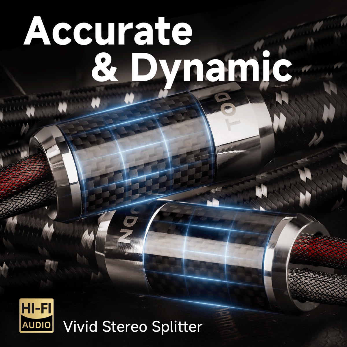 TODN HiFi Speaker Cable with Banana Plug and Spade Plug for Audiophile 7 AWG Silver-Plated O-C-C, Tri-Shielded