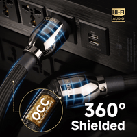 TODN HiFi Audio Power Cable for Audiophile with 7 AWG O-C-C Cores, 24K Gold Plated 3 Prong Power Cord Plug/IEC C15, Φ17.5mm