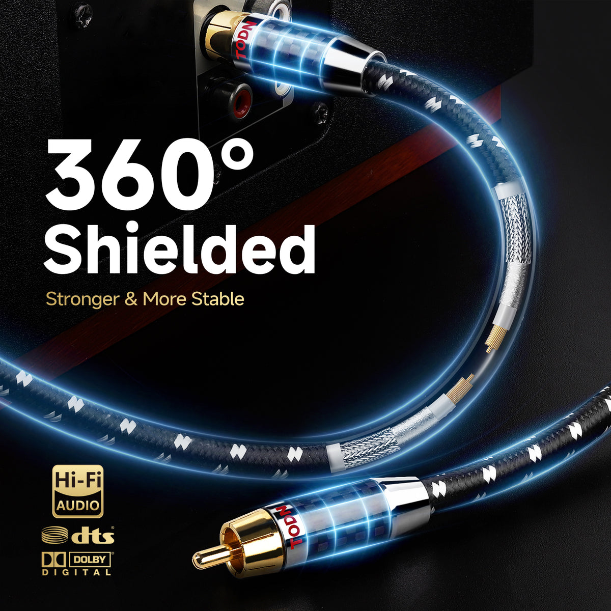 TODN Audiophile Digital Coaxial Audio Cable RCA to RCA Male Subwoofer Cable 75-Ohm SPDIF Coax with OCC-Core Dual Shielded for HiFi Systems