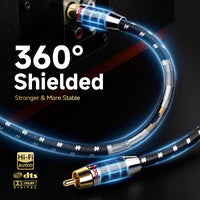 TODN Audiophile Digital Coaxial Audio Cable RCA to RCA Male Subwoofer Cable 75-Ohm SPDIF Coax with OCC-Core Dual Shielded for HiFi Systems