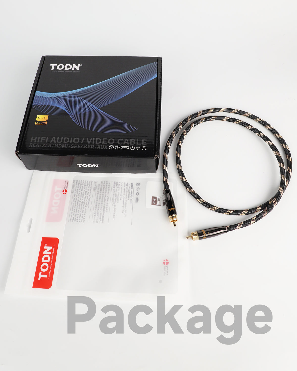 TODN HiFi Digital Coaxial Audio Cable for Audiophile 75-Ohm SPDIF Coax with O-C-C Core, Dual Shielded, 24K Gold-Plated Plug
