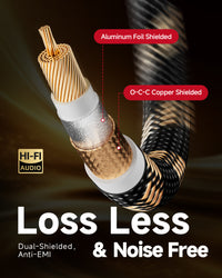 TODN HiFi Digital Coaxial Audio Cable for Audiophile 75-Ohm SPDIF Coax with O-C-C Core, Dual Shielded, 24K Gold-Plated Plug