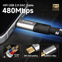 TODN USB 2.0 B to USB C with OFC Core, HiFi USB Printer Cable Audiophile for Phone/Tablet/Laptop to DAC/Sound Card