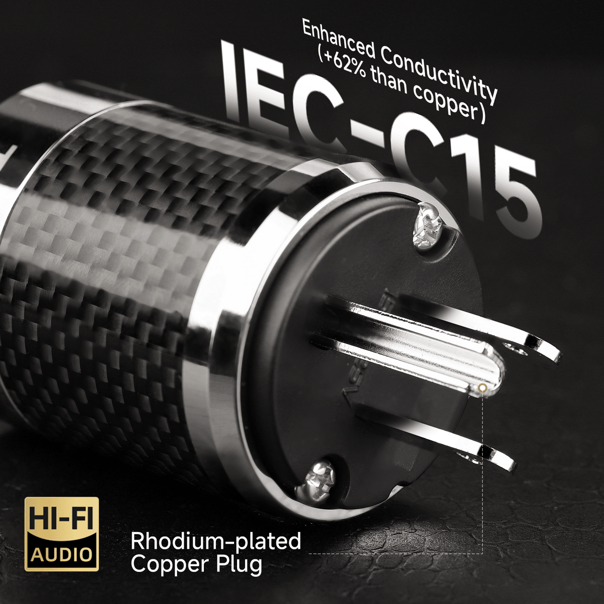 TODN HiFi Audio Power Cable for Audiophile with 7 AWG Silver-Plated OFC, Platinum-Plated 3 Prong Power Cord Plug/IEC C15, Φ17.5mm