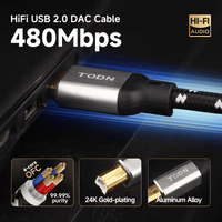 TODN Printer Cable USB A to USB B with OFC Core, HiFi USB 2.0 DAC Cable Audiophile for Sound Card/Piano/Amps
