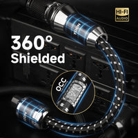 TODN Power EMI Filter Cable with Dual Shielded for Clean up Power, Noise Reduction - Silver-Plated OFC, Rhodium-Plated Plug IEC C14 to C15, 17.5mm, 1.15ft/0.35m