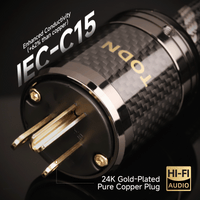 TODN Audiophile Audio Power Cable 7 AWG OFC+OCC Cores HiFi Power Cord with Carbon Fiber Shell, 24K Gold Plated US Plug, Φ17.5mm