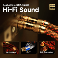 TODN RCA Cables for Audiophile 3ft HiFi Stereo Shielded RCA to RCA Audio Cable for Car, Subwoofer, 4-Core OFC, 5μ Gold Plated Plug (1 Pair)