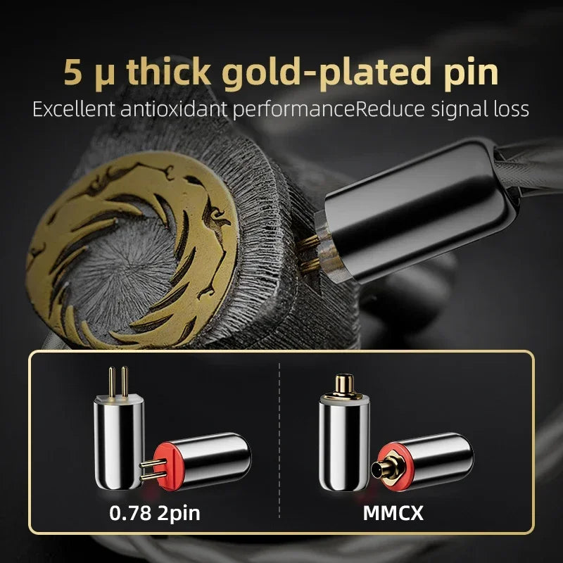 TODN Graphene-Enhanced 8-Core Silver-Plated 6N OCC IEM Cable, 192-Strand Litz Braided Audiophile Replacement Cable, 4.4mm Balanced to 0.78mm 2-Pin for In-Ear Monitors