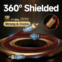 TODN HiFi Digital Coaxial Audio Cable for Audiophile 75 Ohm SPDIF Coax with OFC Core, Dual Shielded, 24K Gold-Plated Plug