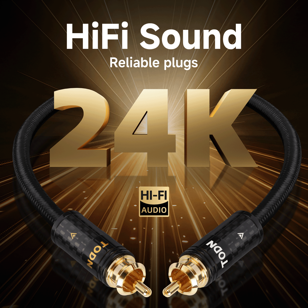 TODN Audiophile RCA Cables 3ft HiFi RCA Audio Cable Male to Male with Sliver-Plated O-C-C Core for Home Stereo System