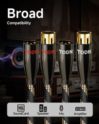 TODN A Pair Balanced XLR Cable for Audiophile, Professional XLR Mic Stereo Audio Cable with O-C-C Core, Dual Shielded for Live Sound/Studio