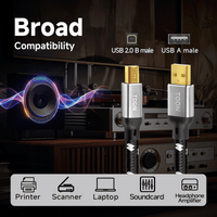 TODN Printer Cable USB A to USB B with OFC Core, HiFi USB 2.0 DAC Cable Audiophile for Sound Card/Piano/Amps