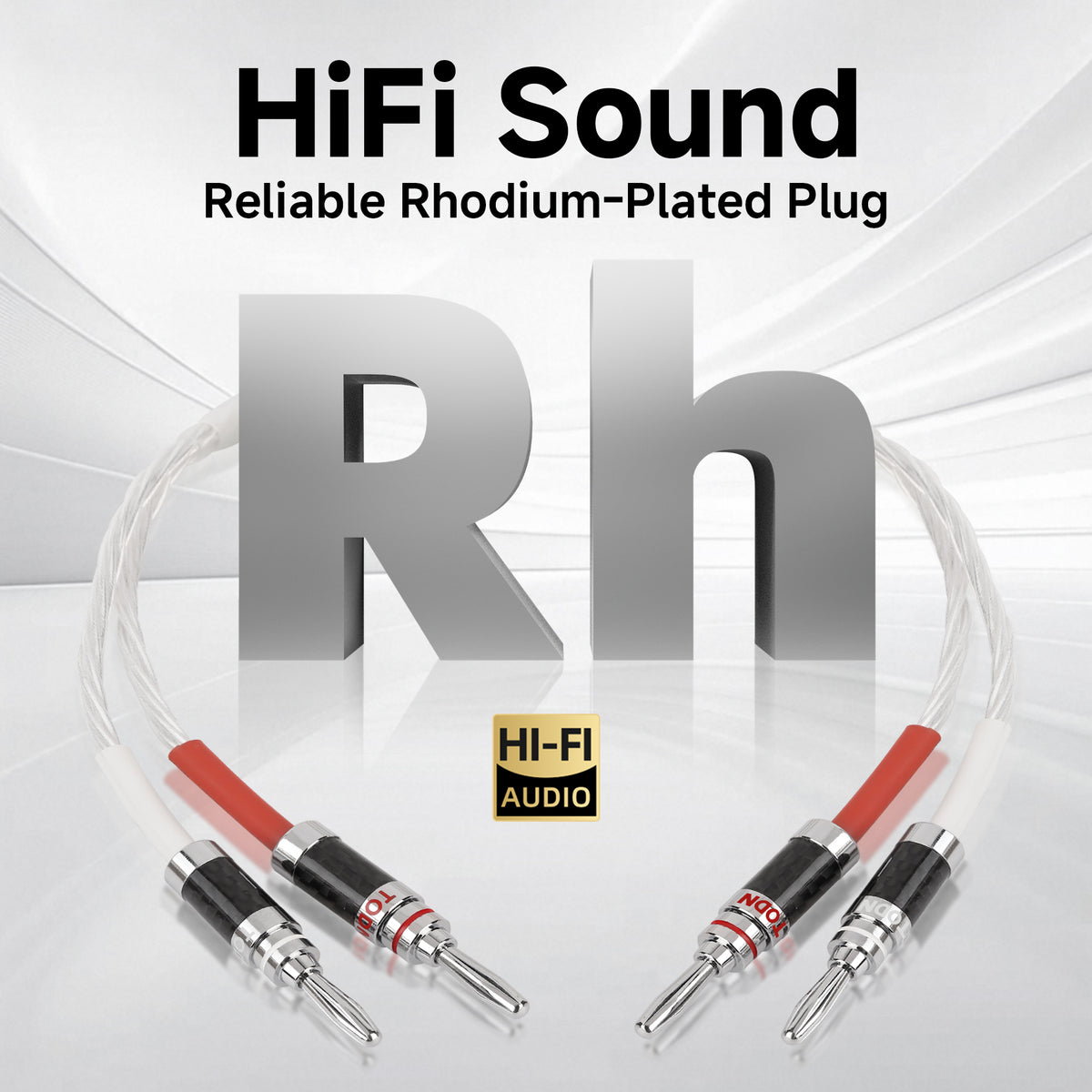 TODN Banana Plug Speaker Cable for Audiophile, Silver-Plated O-C-C Copper Core, Rhodium-Plated Banana Plug for Home Theater Amplifiers