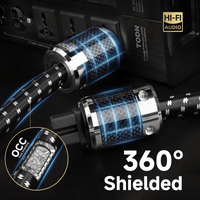 TODN HiFi Audio Power Cable for Audiophile with 7 AWG Silver-Plated OFC, Platinum-Plated 3 Prong Power Cord Plug/IEC C15, Φ17.5mm
