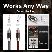 TODN HiFi Speaker Cable with Banana Plug and Spade Plug for Audiophile 7 AWG Silver-Plated O-C-C, Tri-Shielded