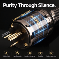 TODN Audiophile Audio Power Cable 7 AWG OFC+OCC Cores HiFi Power Cord with Carbon Fiber Shell, 24K Gold Plated US Plug, Φ17.5mm