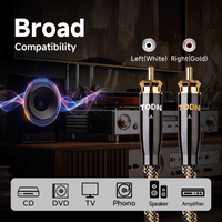TODN Audiophile RCA Cables HiFi RCA Audio Cable with O-C-C Core, Dual Shielded for Home Stereo System (1 Pair)
