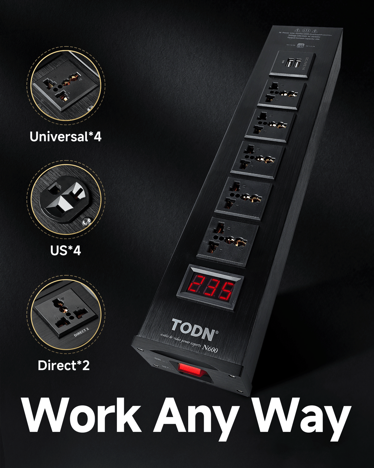 TODN Audio Power Conditioner for Studio - Clean up Power/Noise Reduction/Surge Protection/Improved Performance, CE-EMC/LVD Certified - N600