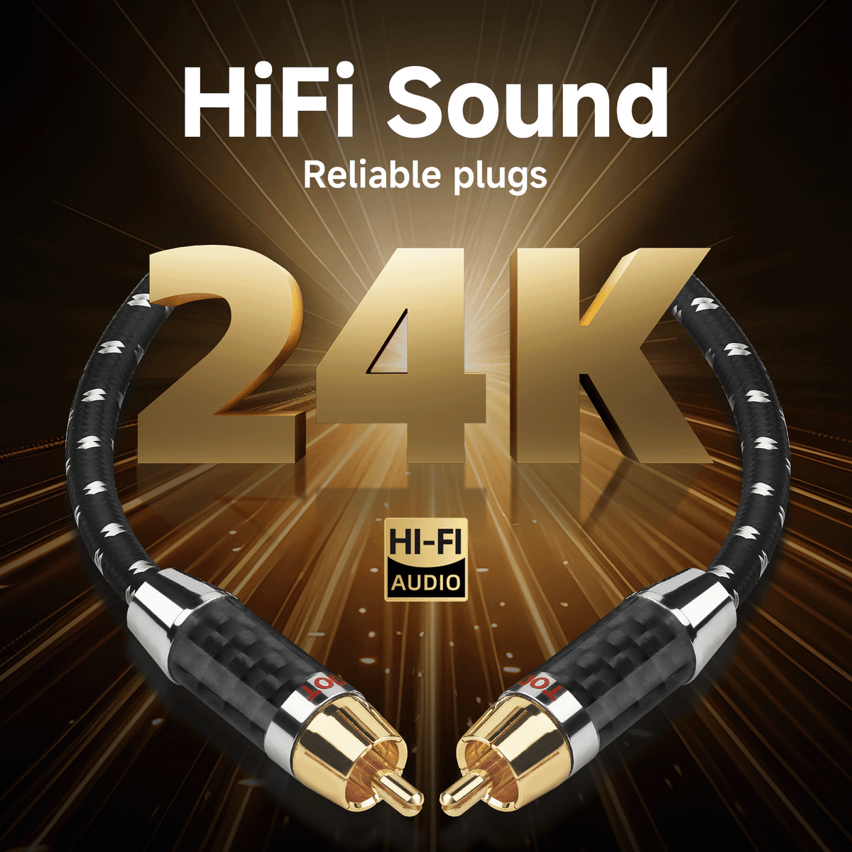 TODN RCA Cables Audiophile Male to Male Stereo Shielded HiFi OFC Car Audio RCA Cable for Sub, Amp, Phono (1 pair)